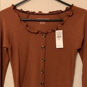 long sleeve button top